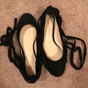 Black Suede Jessica Simpson Ballet Flats!